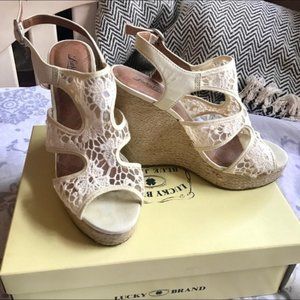 Lucky Brand Riedel Nude Platform Espadrille Wedges